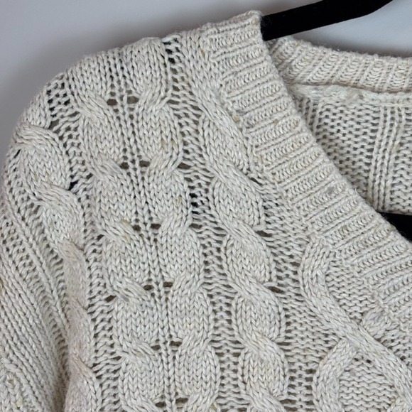 VTG True Mark‎ Womens Beige Cable Knit Fishermans Cotton Wool Sweater Large 90's - Picture 2 of 10